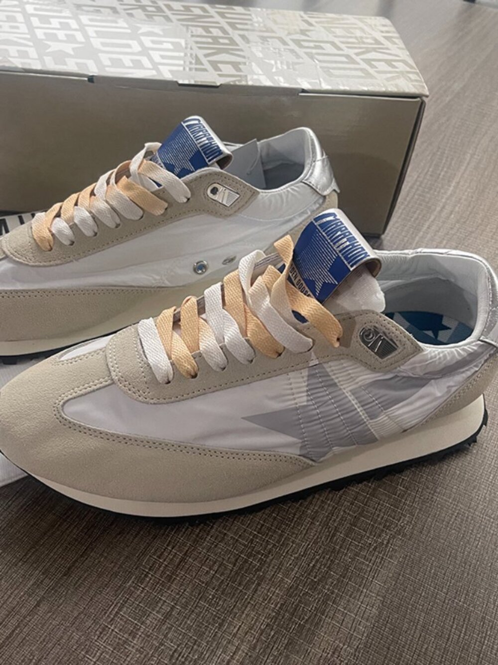 Golden Goose Marathon White Silver Star Sneakers
